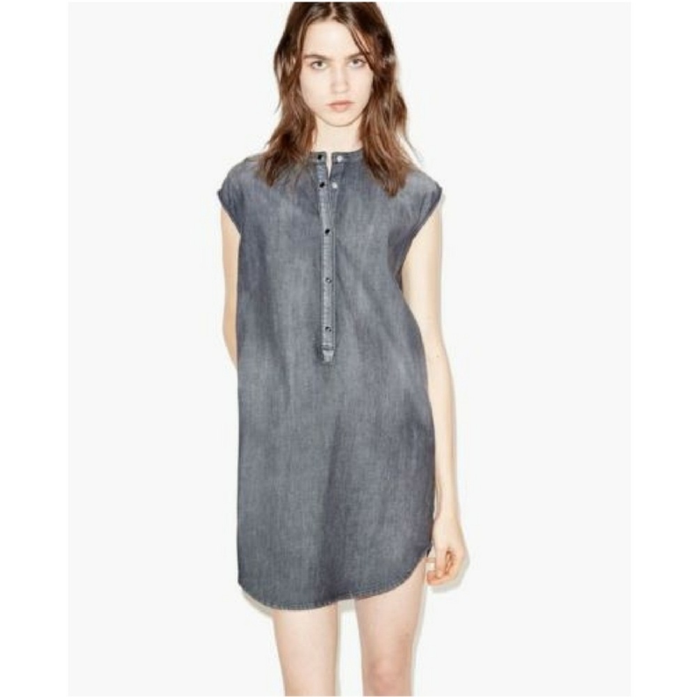 THE KOOPLES  Cap Sleeve Denim Dress Black Pockets